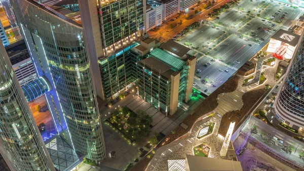 Vista Panorámica Edificios Gran Altura Sheikh Zayed Road Enorme Estacionamiento —  Fotos de Stock