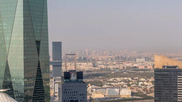 Bur Dubai Och Deira Distrikt Antenn Timelapse Sett Från Finansdistriktet — Stockfoto