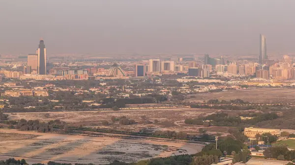 Bur Dubai Deira Distritos Timelapse Aérea Visto Desde Distrito Financiero —  Fotos de Stock