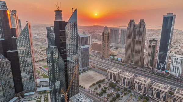 Edifícios Arranha Céus Sheikh Zayed Road Dubai Emirados Árabes Unidos — Fotografia de Stock
