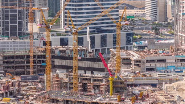 Çalışan Vinçleri Olan Büyük Bir Inşaat Alanı Business Bay Dubai — Stok fotoğraf