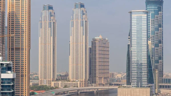 Небоскребами Dubai Business Bay Водным Каналом Современный Небосклон Жилыми Офисными — стоковое фото