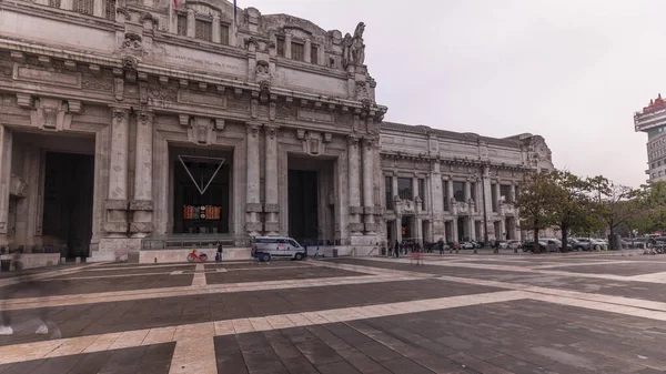 Panorama Showing Milano Centrale Timelapse Main Central Railway Station City — Stockfoto