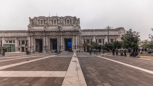 Panorama Milano Centrale Timelapse Main Central Railway Station City Milan — Stockfoto