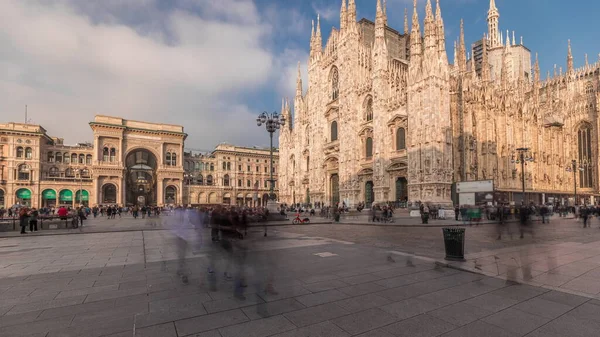Panorama Showing Milan Cathedral Historic Buildings Timelapse Duomo Milano Cathedral — Stock Photo, Image