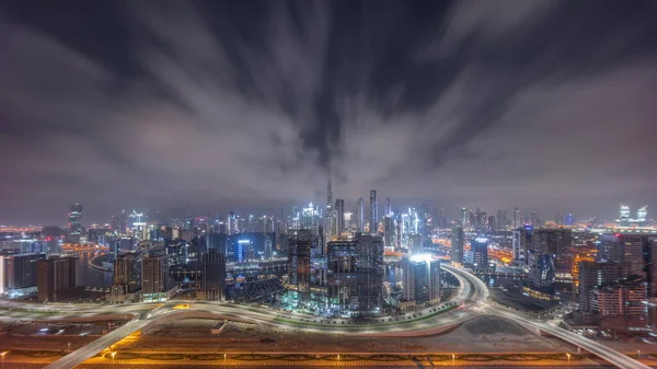 Skyline Panoramique Dubaï Avec Baie Affaires Quartier Centre Ville Toute — Photo