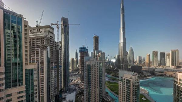 Мбаппе Показывает Горизонтальный Город Дубая Самыми Высокими Небоскребами Мире Строительство — стоковое фото