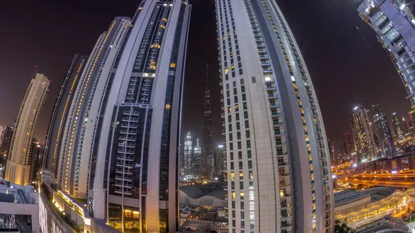 Panorama Najwyższych Drapaczy Chmur Centrum Dubaju Położona Ulicy Bouleward Pobliżu — Zdjęcie stockowe