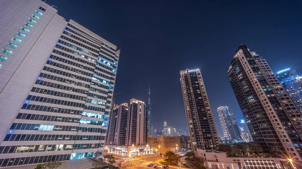 Luftpanorama Blick Nach Oben Auf Dubai Downtown Und Difc Wolkenkratzer — Stockfoto