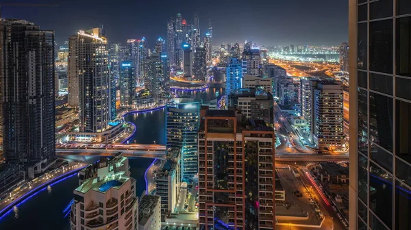 Panorama Mostrando Vários Arranha Céus Bloco Recidencial Mais Alto Dubai — Fotografia de Stock
