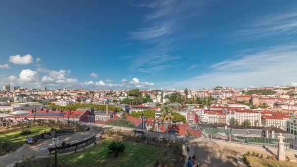 Panorama Mostrando Vista Aérea Sobre Centro Lisboa Timelapse Ponto Vista — Vídeo de Stock
