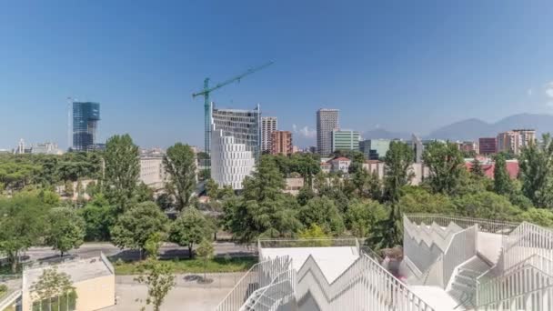 Panorama Mostrando Paisagem Urbana Sobre Tirana Com Seus Edifícios Apartamentos — Vídeo de Stock