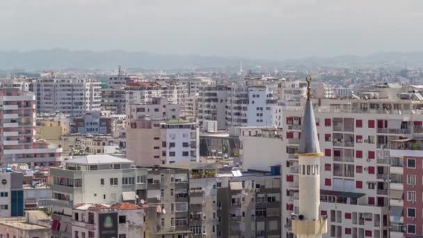Vista Aérea Centro Cidade Cidade Velha Porto Durres Timelapse Ponto — Vídeo de Stock