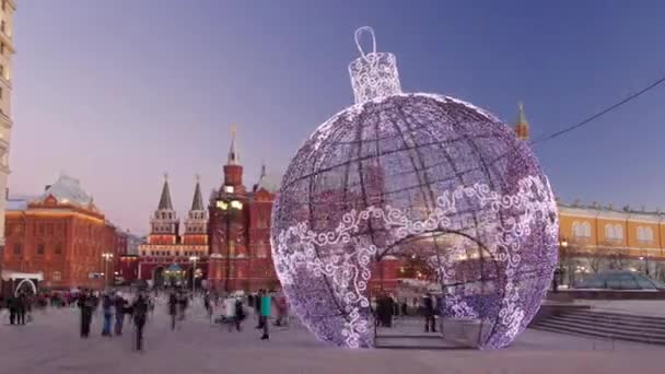 Ünnepi Karácsonyi Installáció Manezhnaya Téren Hyperlapse Timelapse Historical Museum Kremlin — Stock videók