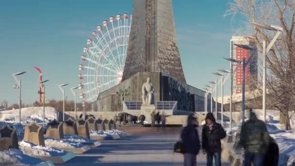 Monument Exploration Spatiale Timelapse Statue Konstantin Tsiolkovsky Pionnier Astronautique Monument — Video