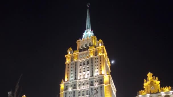 Hôtel Ukraine Taras Shevchenko Monument Hiver Nuit Timelapse Hyperlapse Des — Video