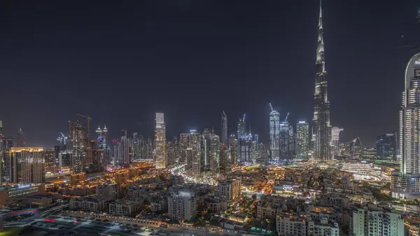 Πανόραμα Δείχνει Επιχειρηματικό Κόλπο Του Ντουμπάι Και Πύργους Στο Κέντρο — Φωτογραφία Αρχείου