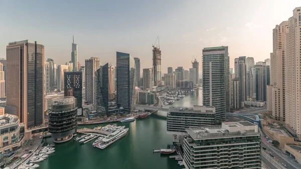 Panorama Ukazuje Přehled Panorama Jbr Dubai Marina Moderními Vysokohorskými Mrakodrapy — Stock fotografie