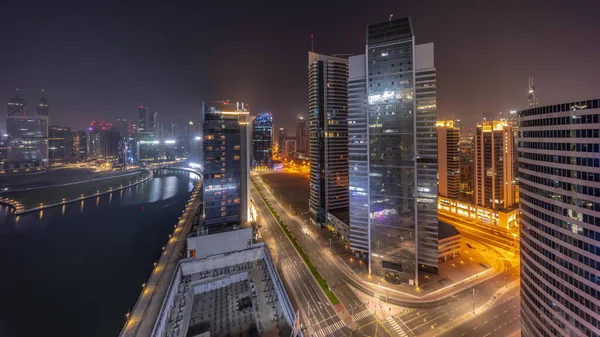 Paisaje Urbano Rascacielos Centro Dubai Business Bay Con Antena Canal — Foto de Stock