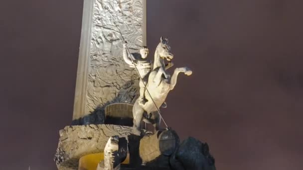 George Victory Monument Und Obelisk Architektur Ensemble Des Siegesparks Abend — Stockvideo