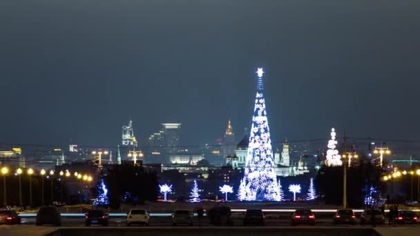 从麻雀山时间到莫斯科市中心的全景夜景 这个令人惊叹的场景捕捉到了莫斯科夜空中闪烁着光芒的美丽 展现了它充满活力的城市景观 — 图库视频影像