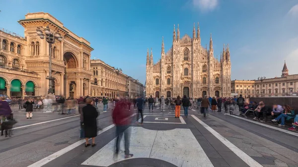 Panorama Showing Historic Buildings Milan Cathedral Timelapse Duomo Milano Cathedral — Stock Photo, Image