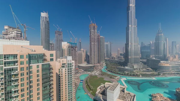 Panorama Centre Ville Dubaï Aérien Skyline Urbain Avec Des Gratte — Photo
