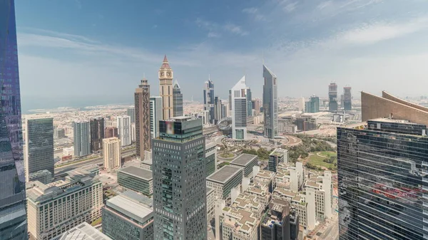 Panorama Met Veel Futuristische Wolkenkrabbers Financieel District Business Center Dubai — Stockfoto