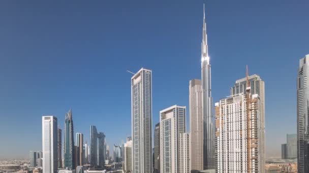 Vue Panoramique Aérienne Dubai Downtown Skyline Avec Nombreuses Tours Timelapse — Video
