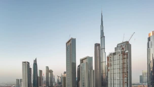 Luftpanoramabild Der Skyline Von Dubai Downtown Mit Vielen Türmen Tag — Stockvideo