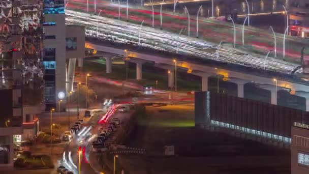 Vue Aérienne Intersection Route Animée Cheikh Zayed Les Jonctions Circulation — Video