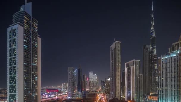 Vista Aérea Del Horizonte Del Centro Dubái Con Muchas Torres — Vídeos de Stock