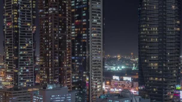 Business Bay District Skyline Met Moderne Architectuur Timelapse Nacht Van — Stockvideo