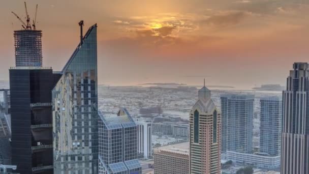 Высотные Здания Шейх Заид Роуд Дубае Оаэ Небоскрёбы Международном Финансовом — стоковое видео