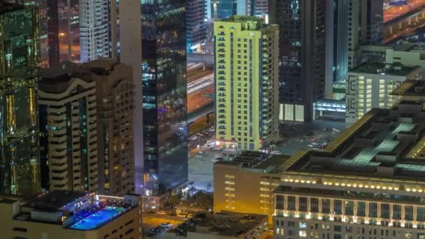 Vista Panorâmica Dos Edifícios Altos Sheikh Zayed Road Dubai Nos — Vídeo de Stock