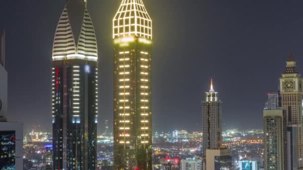 Όψη Ορίζοντα Πολυόροφων Κτιρίων Στην Οδό Sheikh Zayed Στο Ντουμπάι — Αρχείο Βίντεο