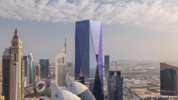 Widok Lotu Ptaka Wieżowce Przy Sheikh Zayed Road Dubaju Zjednoczone — Wideo stockowe