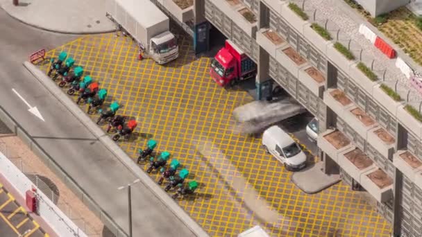 Row Food Service Motocykle Dostawcze Dubaju Ulicy Powietrza Timelapse Samochody — Wideo stockowe