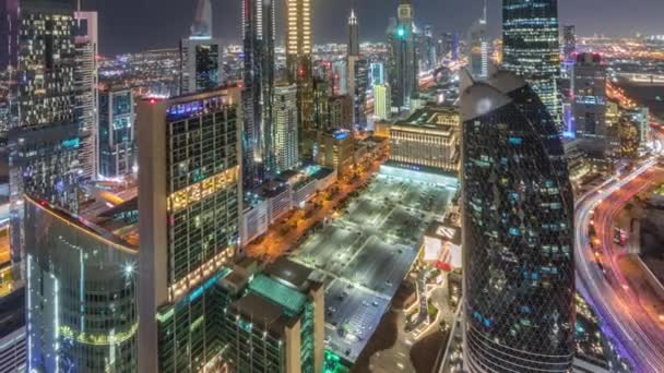Skyline Panoramiczny Widok Wieżowce Sheikh Zayed Road Dubaju Anteny Podczas — Wideo stockowe