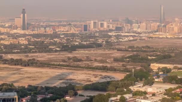 Bur Dubai Och Deira Distrikt Antenn Timelapse Sett Från Finansdistriktet — Stockvideo
