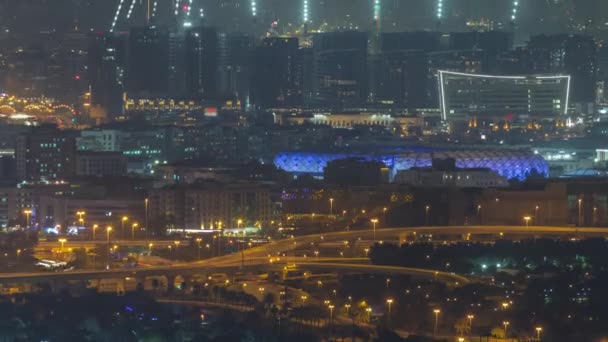 Distretti Bur Dubai Deira Timelapse Notte Aerea Visto Dal Distretto — Video Stock