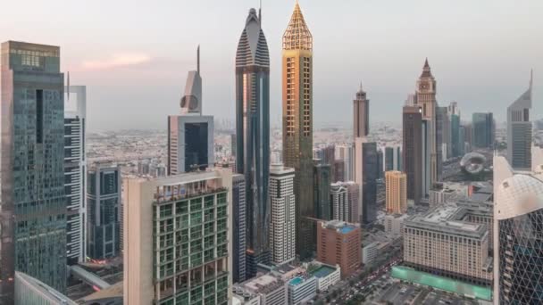 Skyline Ansicht Der Hochhäuser Der Sheikh Zayed Road Dubai Tag — Stockvideo