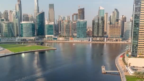 Vista Aerea Dubai Business Bay Downtown Con Vari Grattacieli Torri — Video Stock