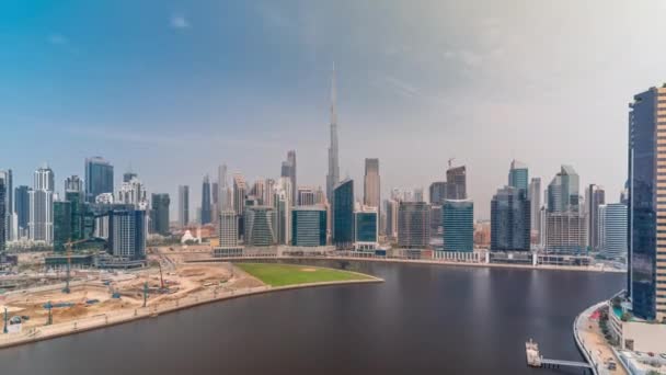 Vue Panoramique Aérienne Sur Dubai Business Bay Centre Ville Avec — Video