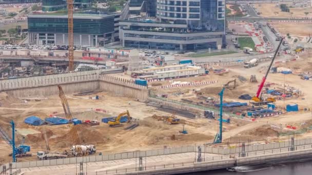 Pit Pondasi Untuk Pembangunan Kompleks Apartemen Bangunan Udara Tilapse Instalasi — Stok Video