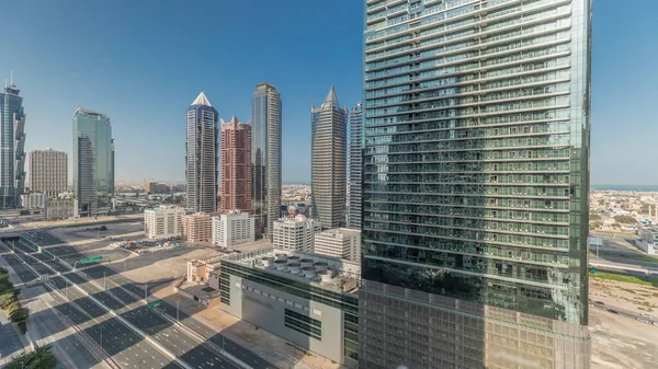 Panorama Showing Business Bay District Downtown Skyline Modern Architecture Timelapse — Stock Photo, Image