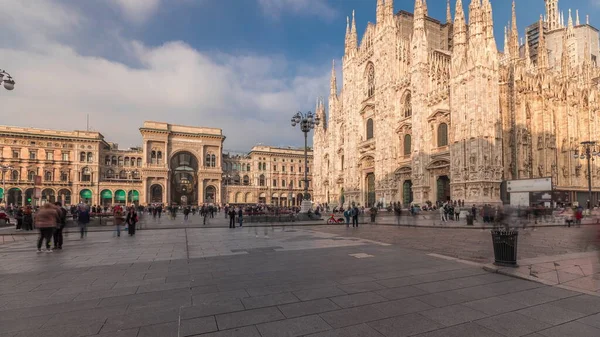 Panorama Zobrazující Milánskou Katedrálu Historické Budovy Duomo Milano Katedrála Kostel — Stock fotografie