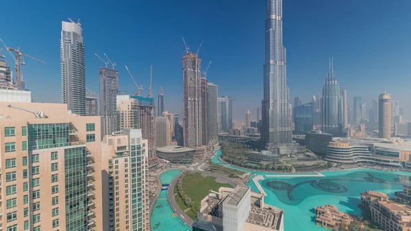 Panorama Centrum Dubai City Antenn Timelapse Urban Skyline Med Moderna — Stockfoto