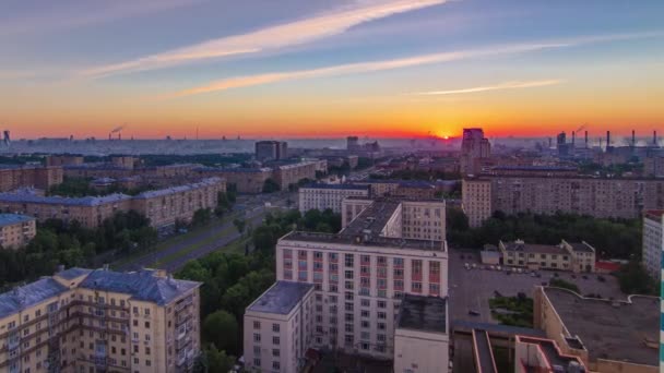 Budynki Mieszkalne Przy Alei Leninskiego Stalinowskie Drapacze Chmur Panorama Miasta — Wideo stockowe