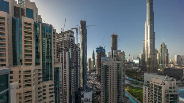 Panorama Visar Dubai Downtown Skyline Stadsbild Med Högsta Skyskrapor Runt — Stockfoto